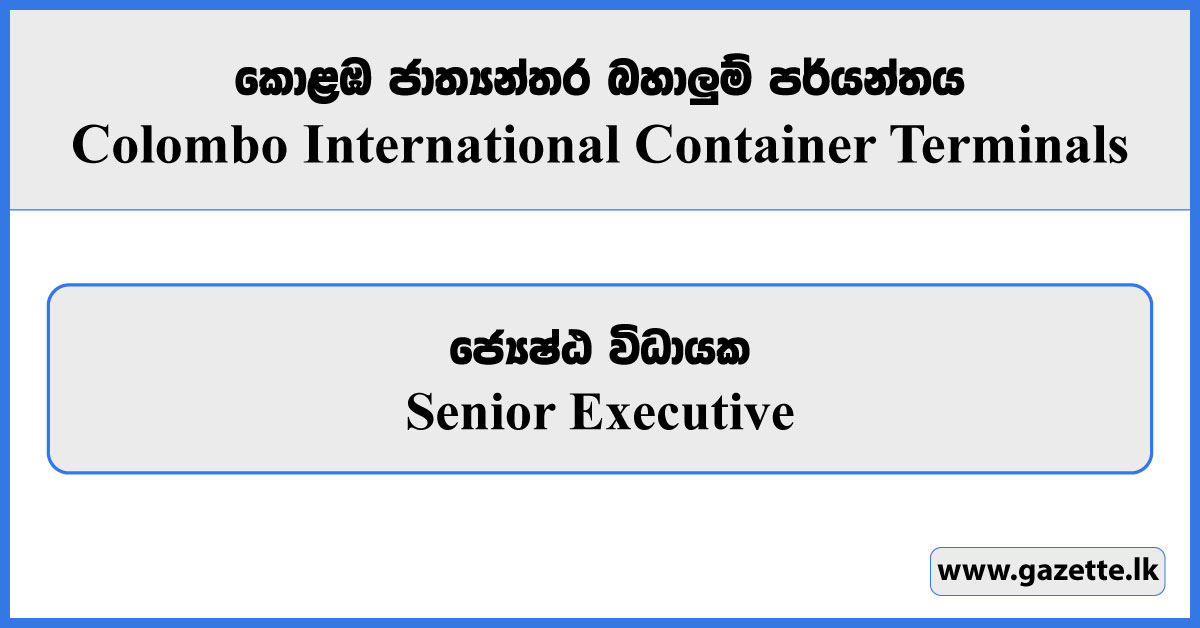 Senior Executive - Colombo International Container Terminals Vacancies 2024