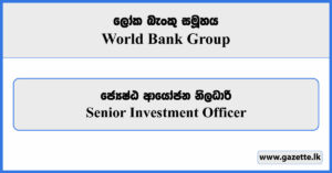 Senior Investment Officer - World Bank Group Vacancies 2024