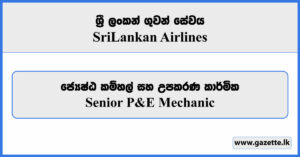Senior P&E Mechanic - Sri Lankan Airlines Vacancies 2024