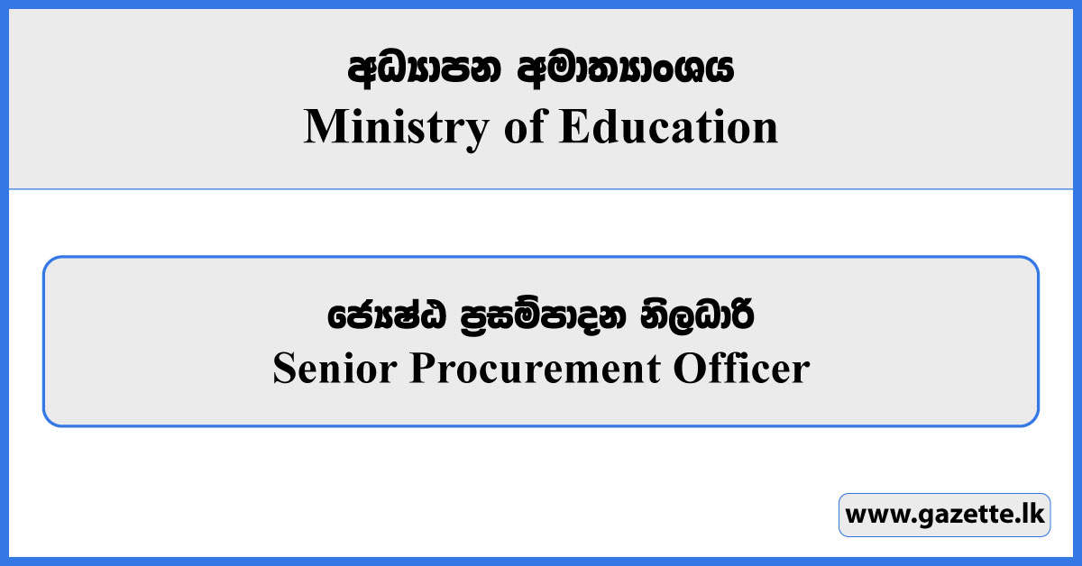 Senior Procurement Officer - Ministry of Education Vacancies 2024