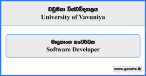 Software Developer - University of Vavuniya Vacancies 2025