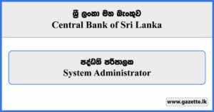 System Administrator - Central Bank of Sri Lanka Vacancies 2025