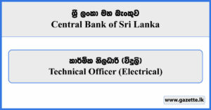 Technical Officer (Electrical) - Central Bank of Sri Lanka Vacancies 2024