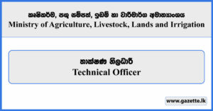 Technical Officer - Ministry of Agriculture, Livestock, Lands and Irrigation Vacancies 2025