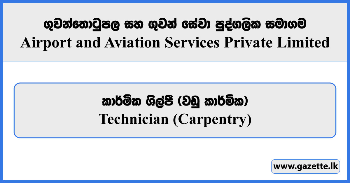 Technician (Carpentry) - Airport & Aviation Services Private Limited Vacancies 2025