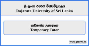 Temporary Tutor - Rajarata University Vacancies 2024