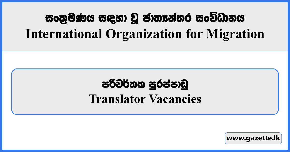 Translator - International Organization for Migration Vacancies 2024