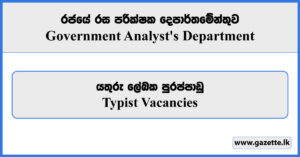 Typist (Management Assistant Category) - Government Analyst's Department Vacancies 2024