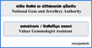 Valuer Gemmologist Assistant - National Gem & Jewellery Authority Vacancies 2024