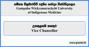 Vice Chancellor - Gampaha Wickramarachchi Universityof Indigenous Medicine Vacancies 2025