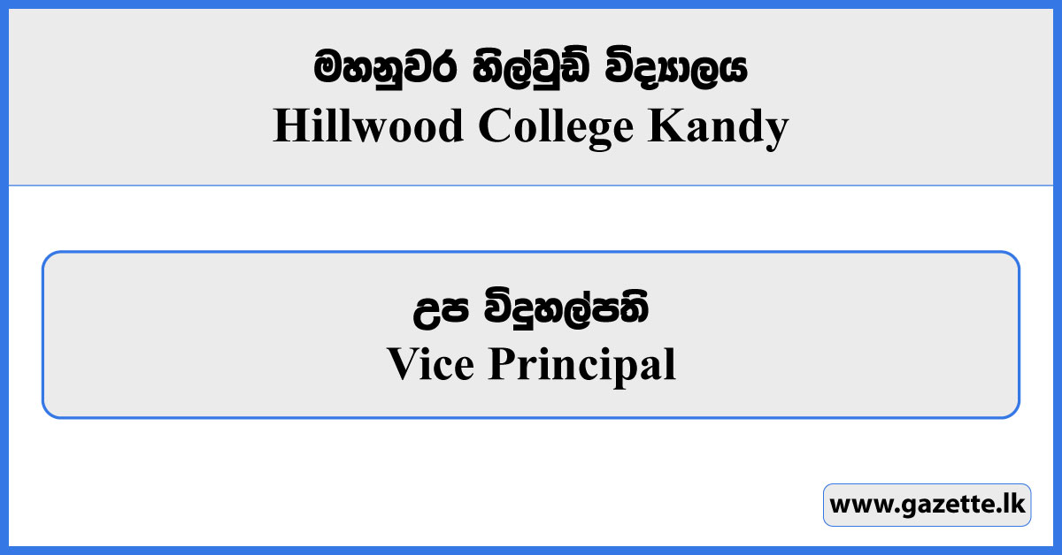 Vice Principal - Hillwood College Kandy Vacancies 2024
