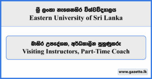 Visiting Instructors, Part-Time Coach - Eastern University of Sri Lanka Vacancies 2025