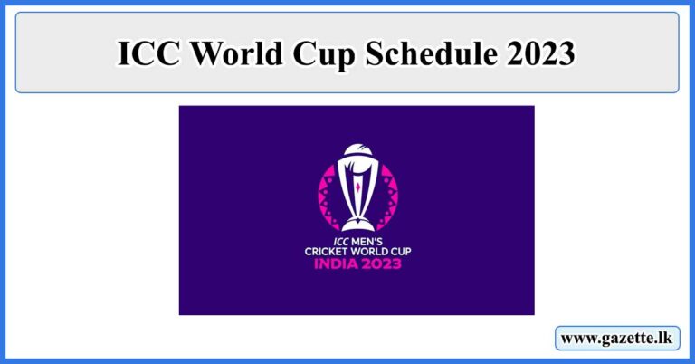 Icc World Cup Schedule 2023 Gazette Lk