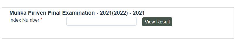 Piriven Results 2021(2022) Mulika Piriven Final Exam Results - Gazette.lk